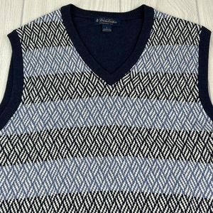 Brooks Brothers Sweater Vest Mens Large Blue Pattern Preppy Golf